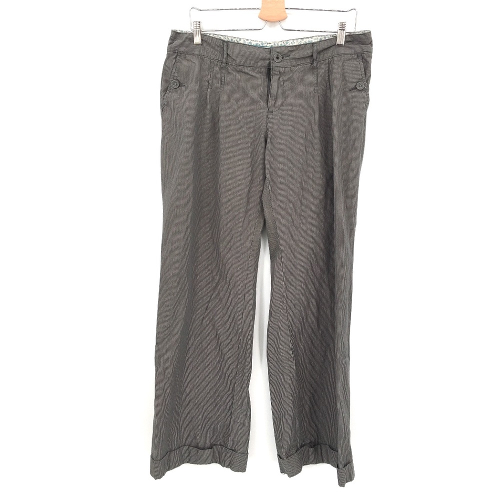Old Navy Cuffed Seersucker Wide Leg Trouser pants striped gray khaki